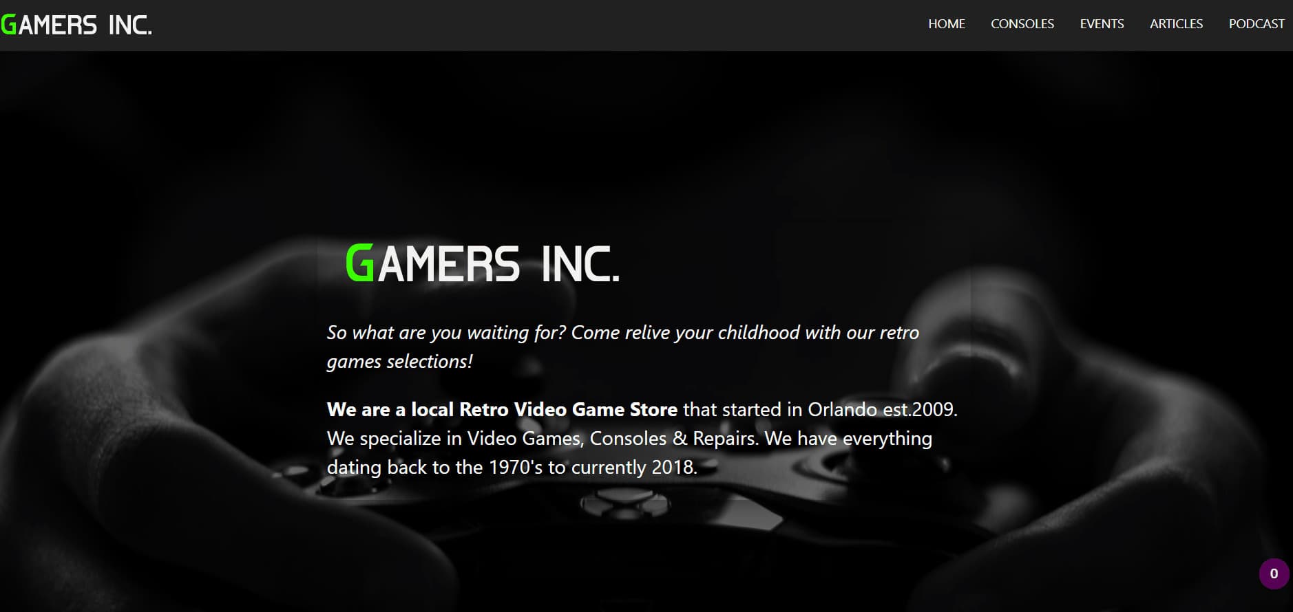 GamersInc mock redesign of landing page